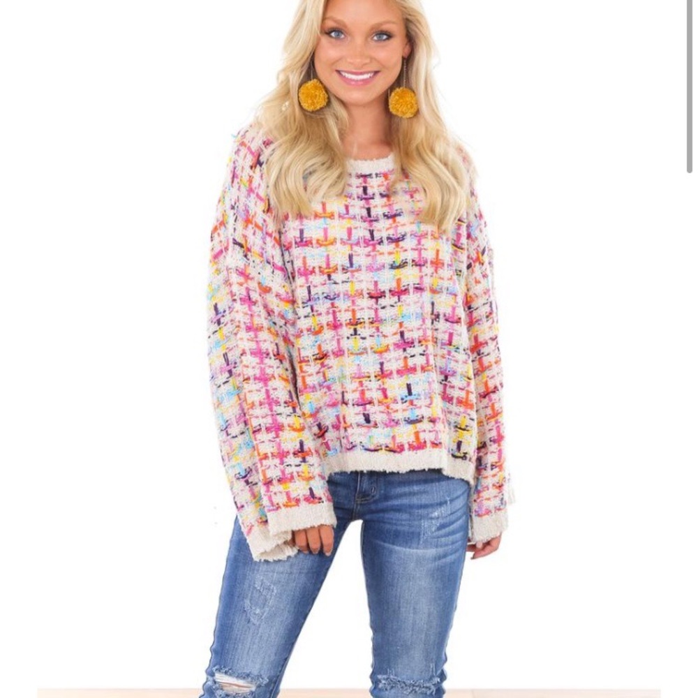 She + Sky Multicolored Knit Sweater Size Medium
